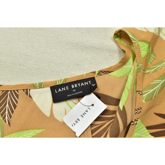 NEW Lane Bryant Plus Size 26 Brown Tropical Leaf Top Blouse Polyester - Picture 6 of 8